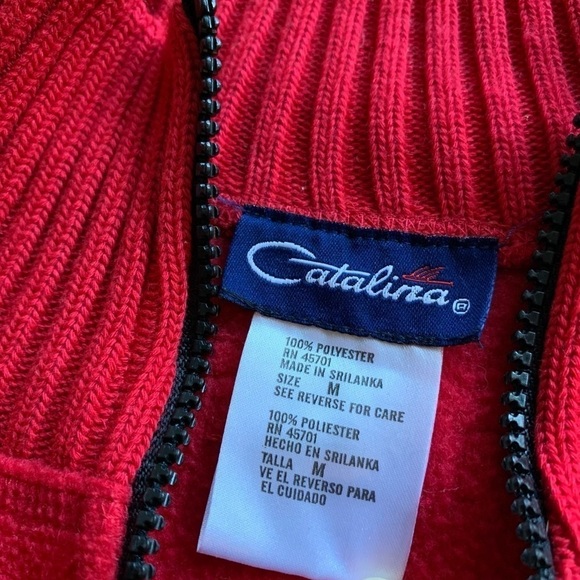 CATALINA sportswear 1/4 zip long sleeve fleece jacket winter holiday snowflake - Picture 6 of 10